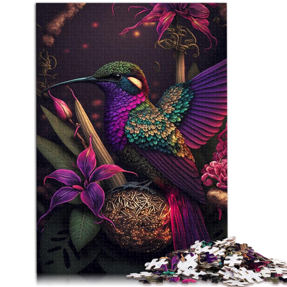 Puzzle 1000 Pezzi Colibrì Viola Per Adulti E Bambini - 70x50 Cm, Cartone Riciclato, Poster Incluso, Gioco Educativo E Antistress