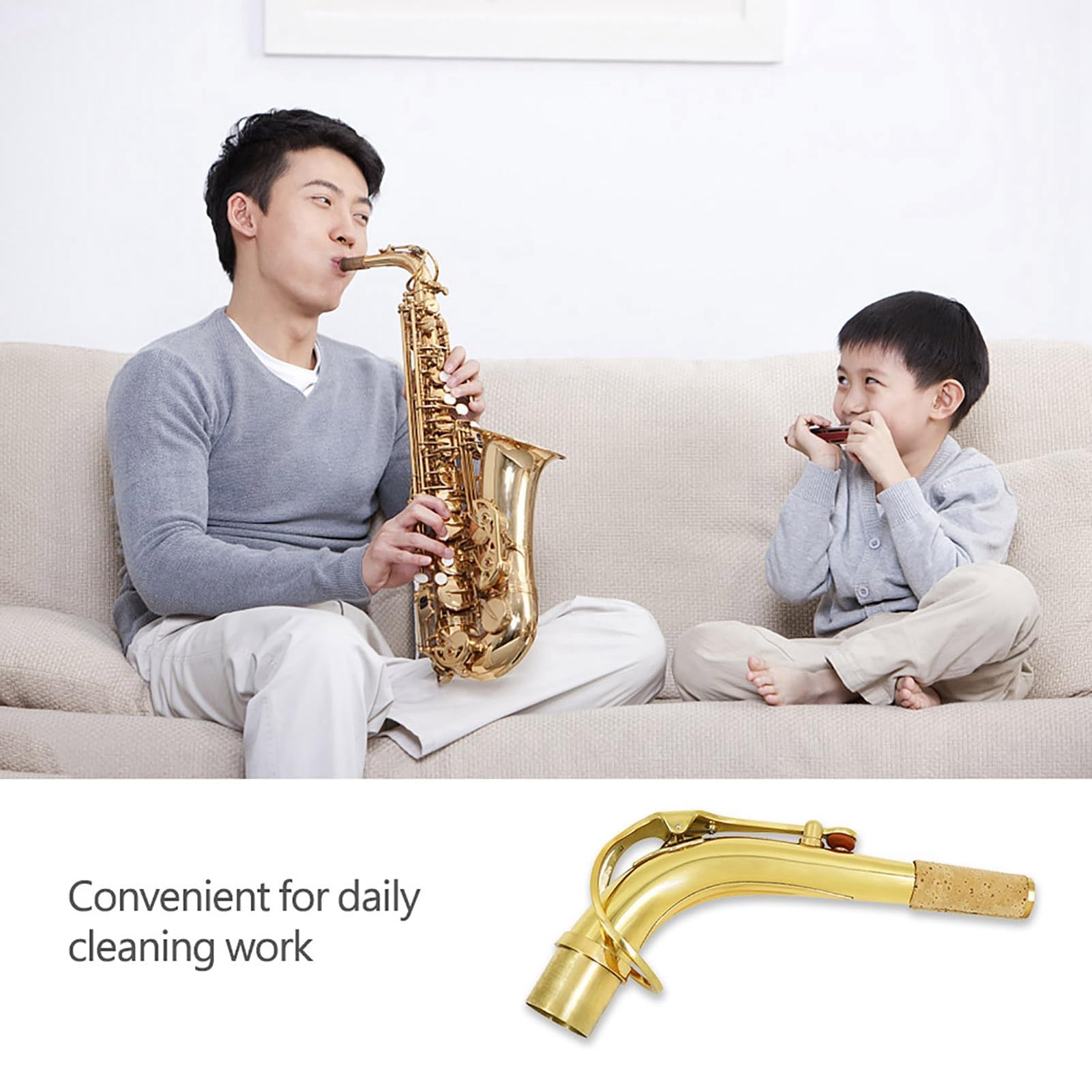 Messing Altsaxophon Hals, Alt Sax Hals Beugen mit Sauberem Tuch Korkfett für Altsaxophon-Zubehör Spielen Sie Instrumentenzubehör