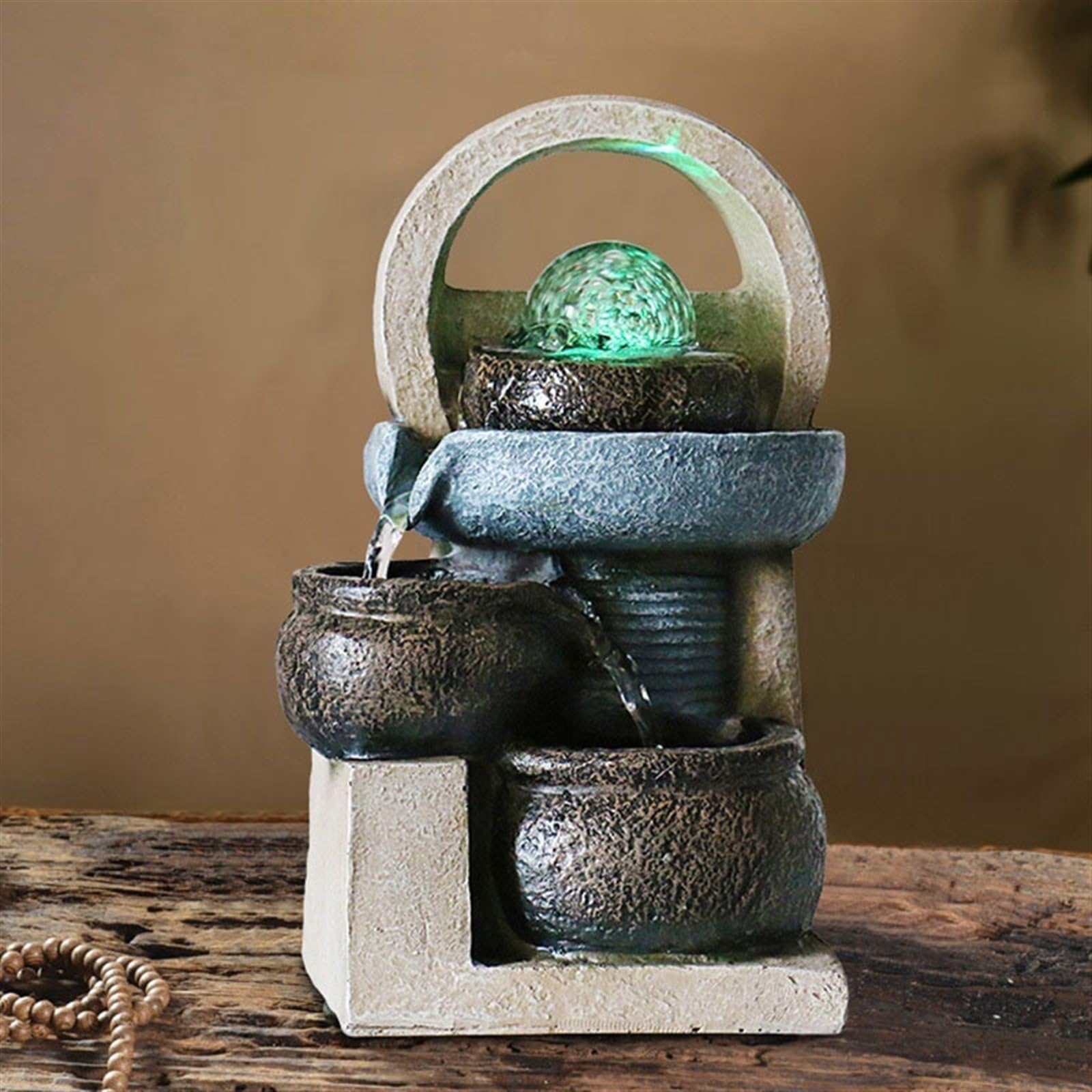 Fontaine d’Intérieur Cascade Ornements de bureau simples Ouverture de la fontaine à eau courante de pendaison de crémaillère Meubles for améliorer les ornements décoratifs Feng Shui Zen pour Méditatio