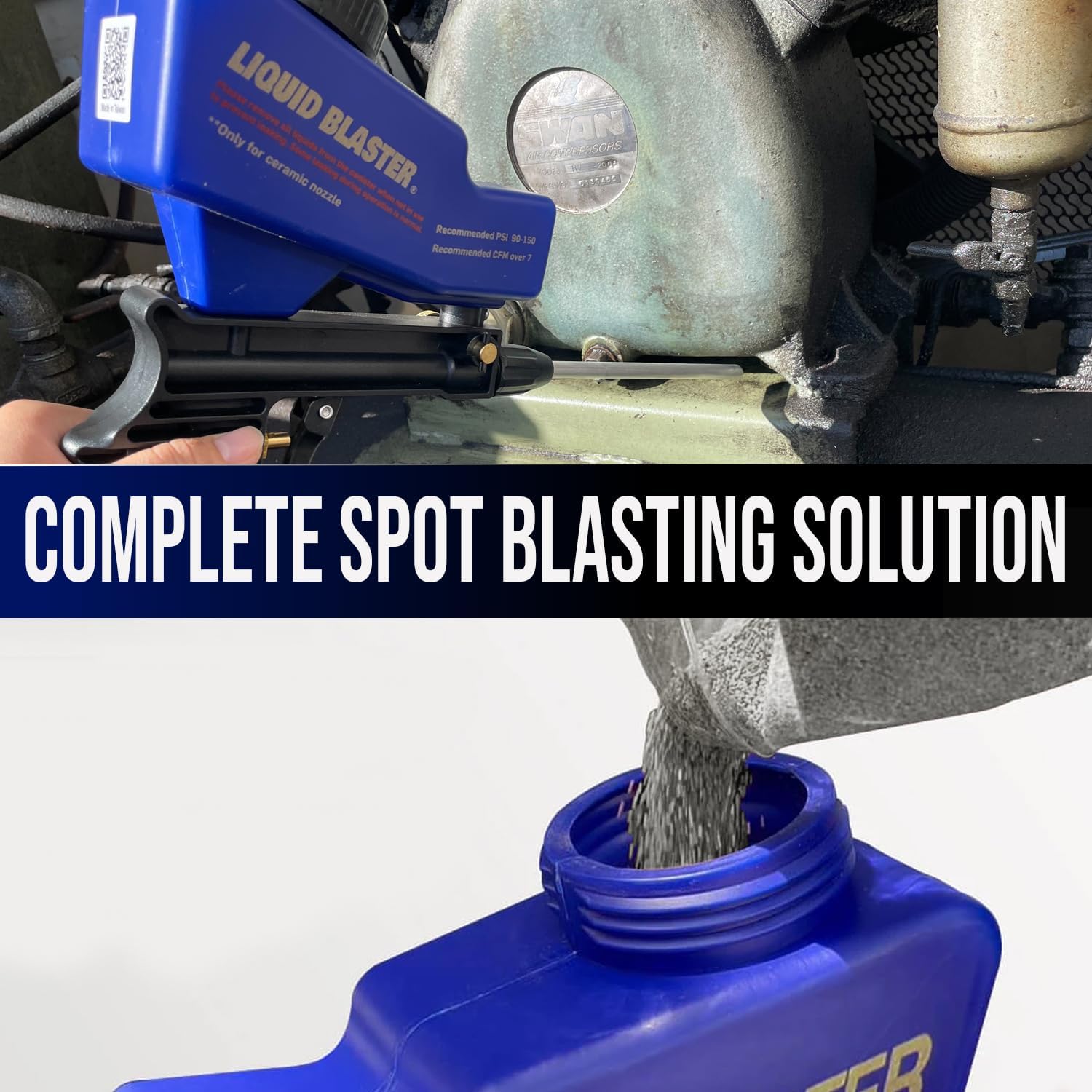 LE LEMATEC AS118 Sand Blaster Kit, Long Nozzle & Abrasive Media