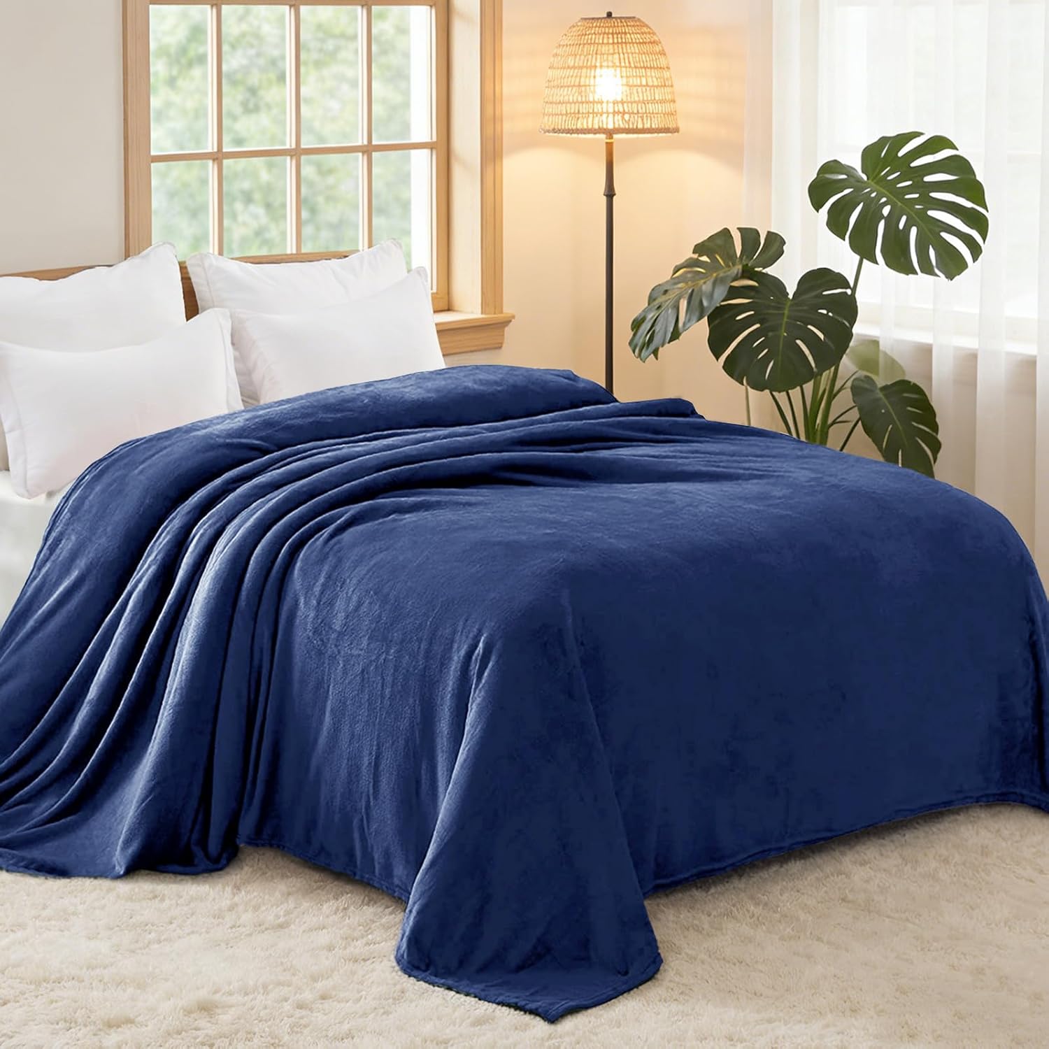 Exclusivo Mezcla Fleece Blanket Twin Size for Bed, Super Soft and Warm, All Season, Cozy, Plush, Lightweight, 60x80 Inches Navy Blue - Image 4