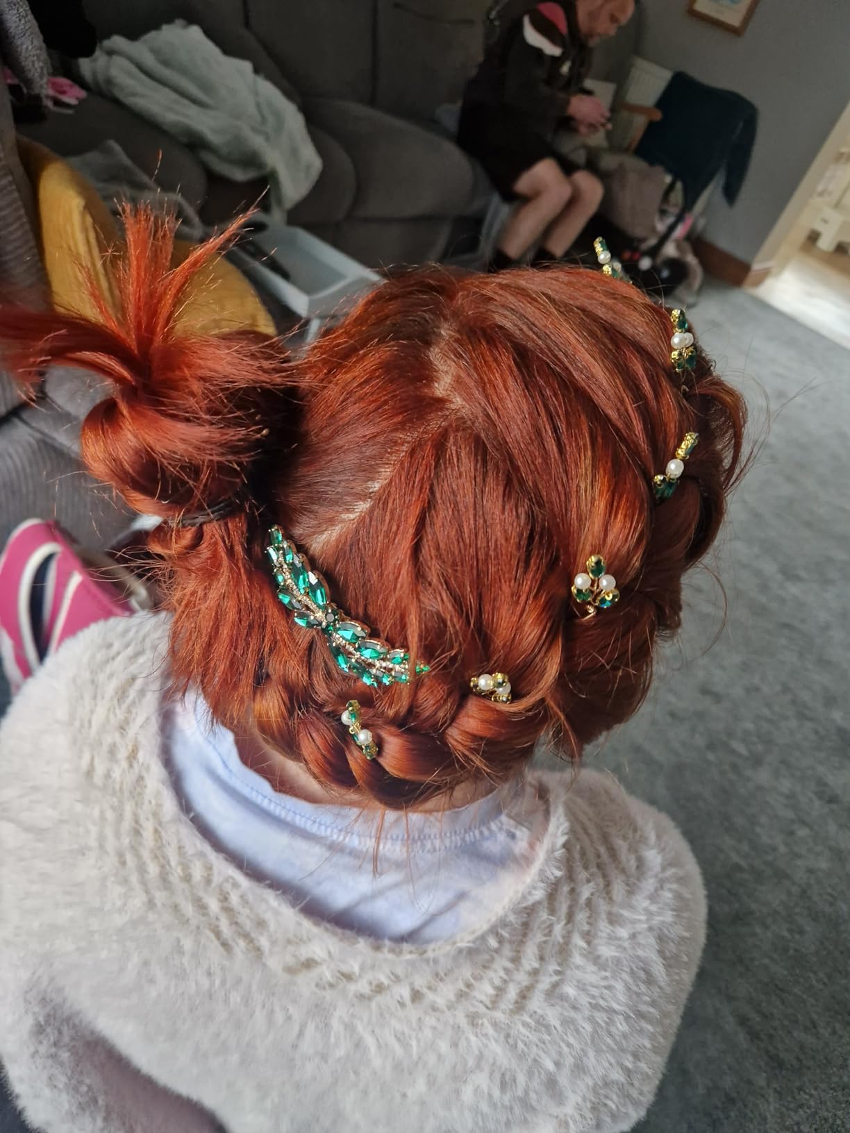 11-teiliger Smaragdgrüner Kopfschmuck Set - Strass Haarkämme & Haarnadeln Für Hochzeit