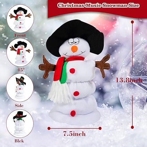 Miniatura 3 de Muñeco de nieve de peluche que canta y baila, muñeco de nieve musical de Papá Noel con 6 canciones de Navidad para decoración de Navidad