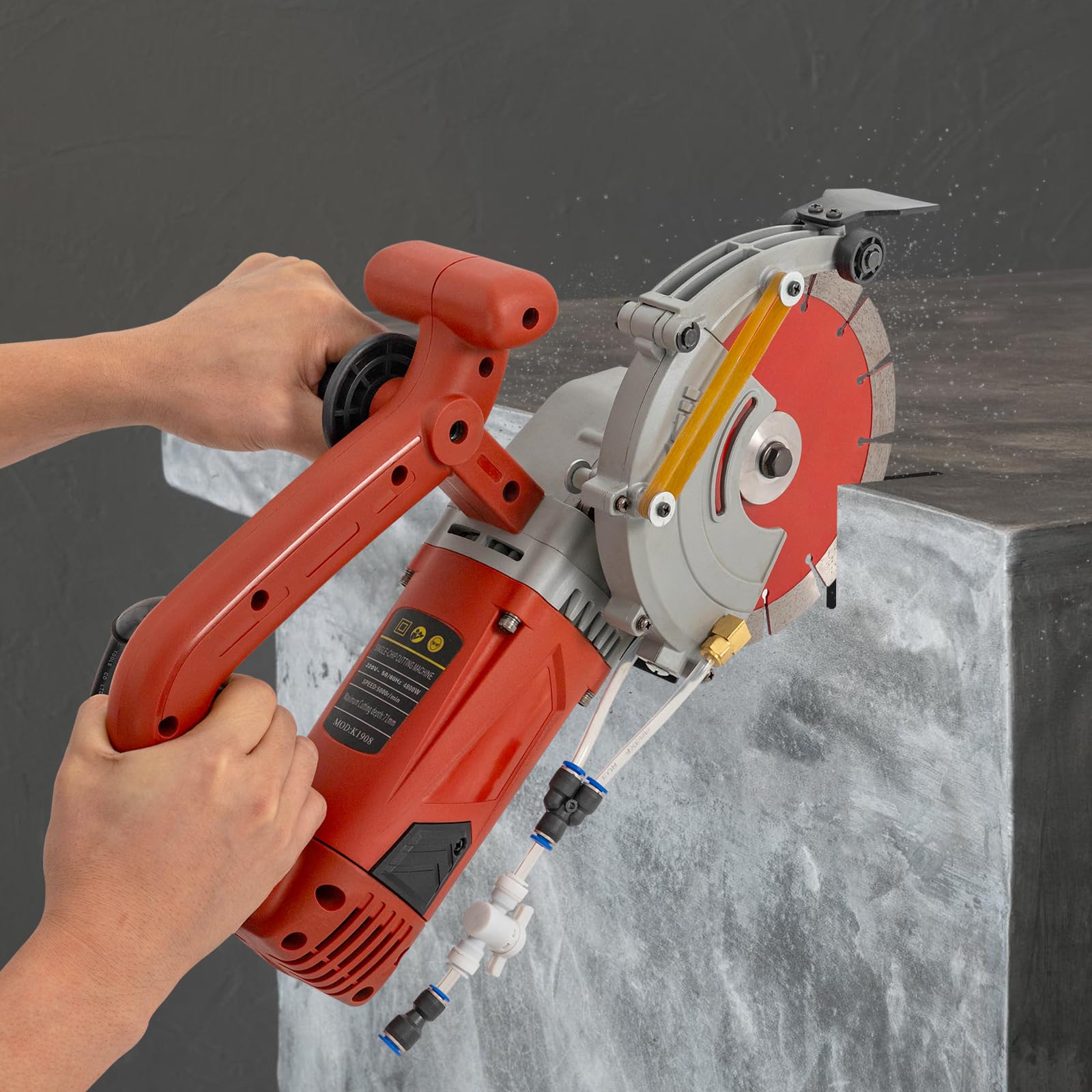 Fresa elettrica da 4800 W, con lama diamantata da 19 cm e pompa dell'acqua, fresa elettrica da 5000 giri/min, profondità di taglio massima di 7,1 cm, per pietre refrattarie, cemento