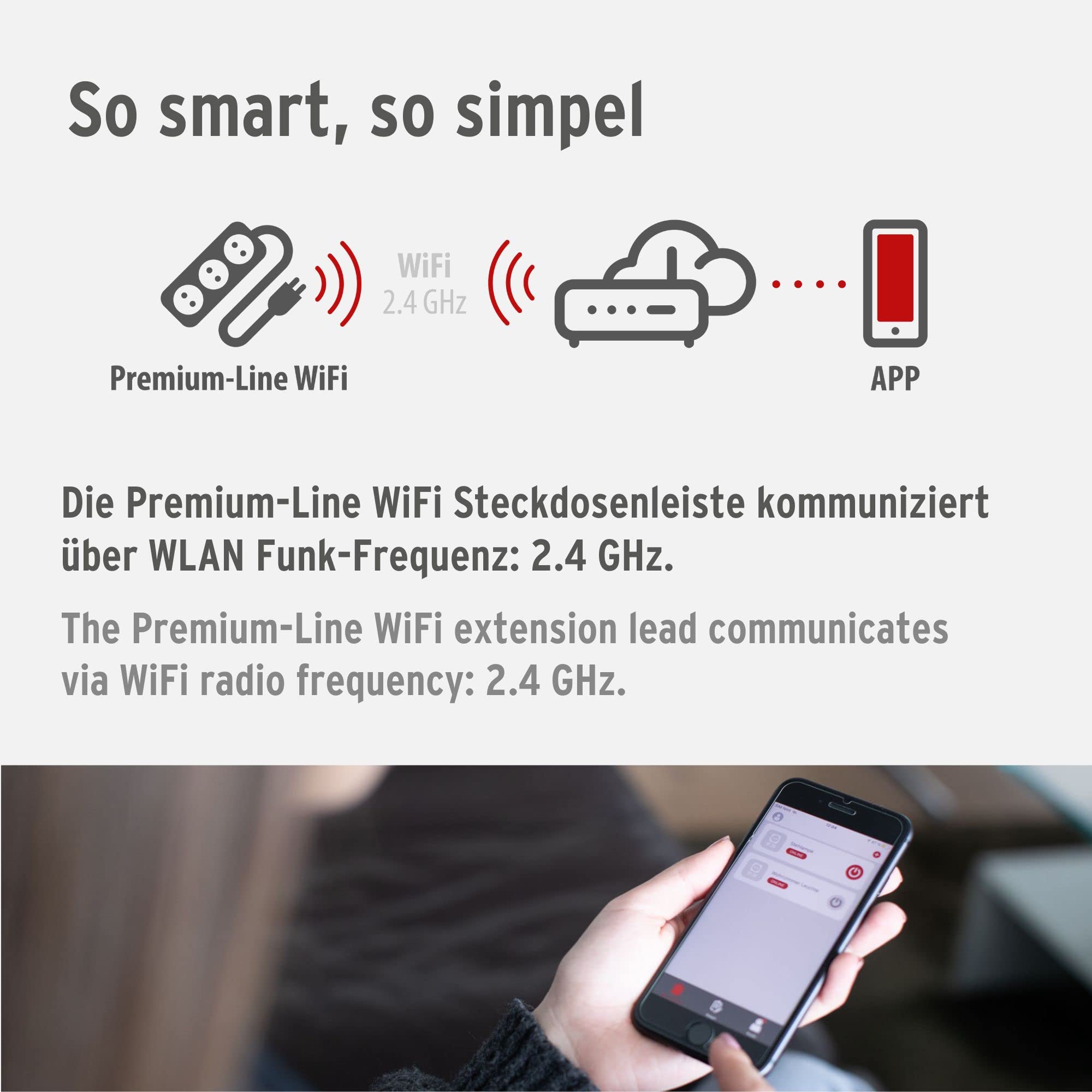 Brennenstuhl Connect Premium-Line WiFi Steckdosenleiste 6-Fach, Smart Home | Intelligente Mehrfachsteckdose 2.4 GHz WiFi, kompatibel mit Amazon Alexa und Google Assistant, 3m Kabel, Made in Germany
