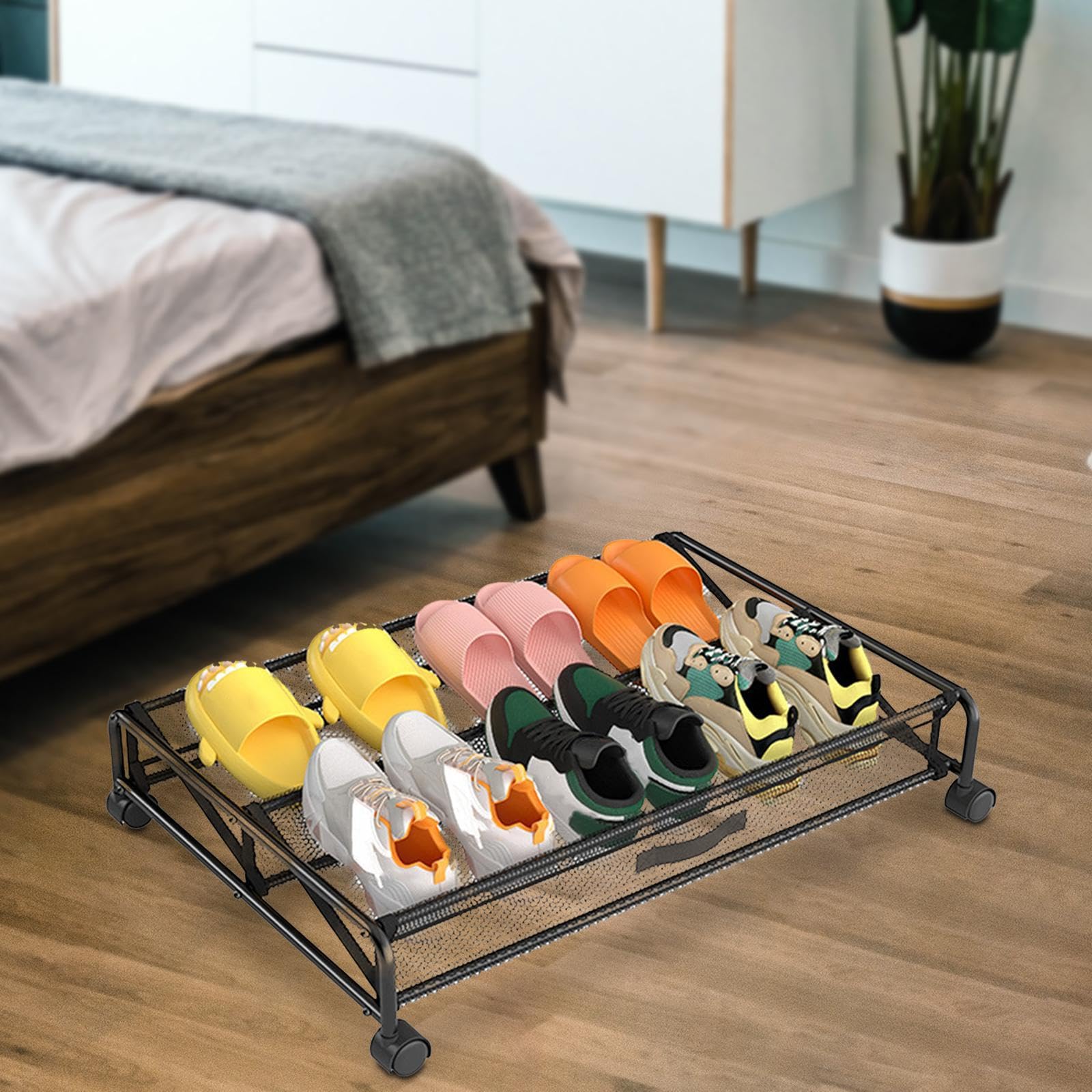 perfk Organizer portascarpe sottoletto, Facile da riporre, Contenitore portaoggetti Portatile Mobile e Girevole per Scarpe Oxford