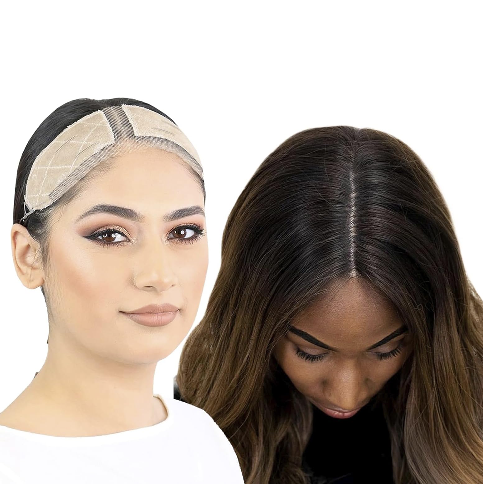 MILANO COLLECTION Lace Top Grip with Adjustable Velvet Band, Glueless, Comfortable, and Secure Fit Wig Accessory, Large, Beige