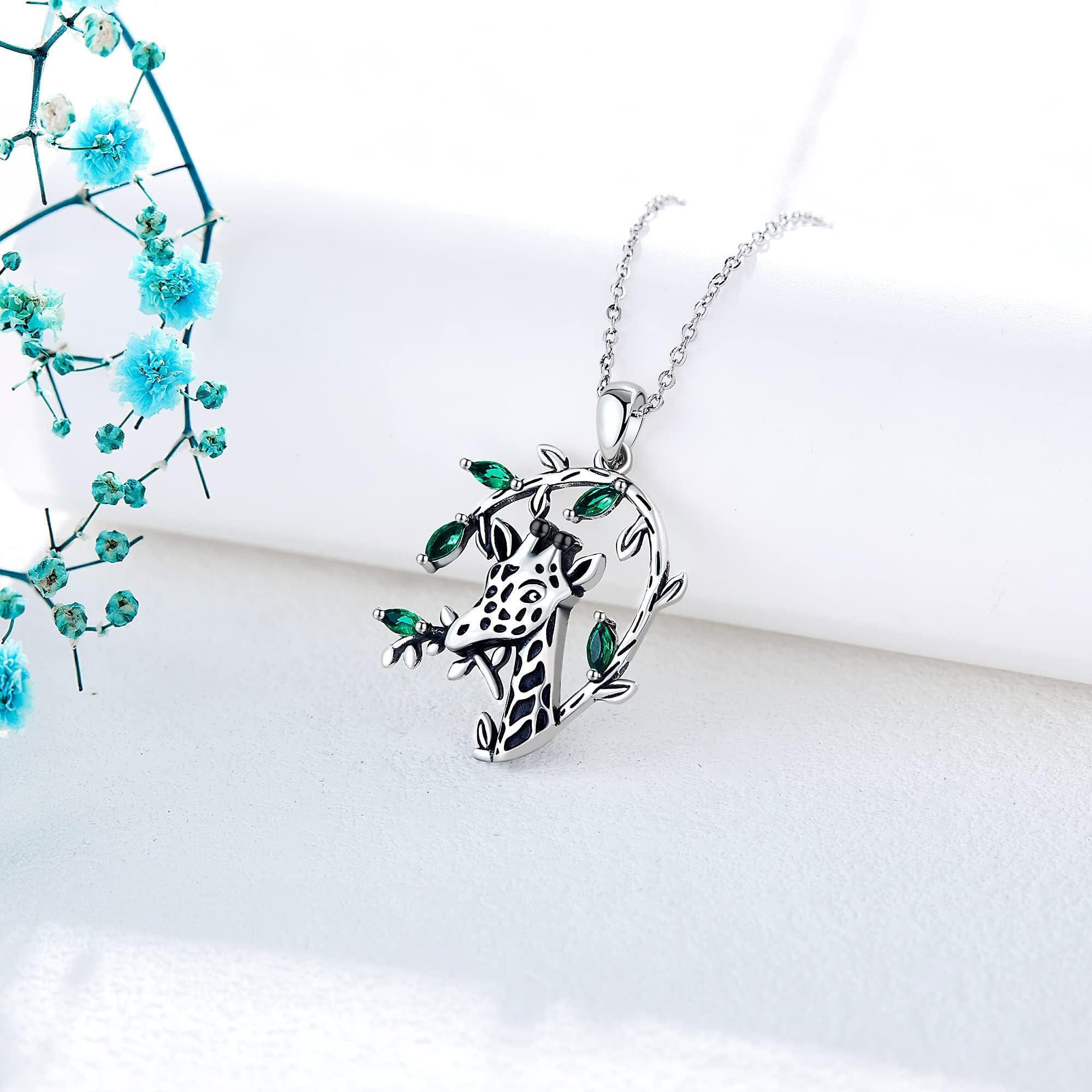 Collier en argent sterling avec pendentif cheval/girafe/singe/chien/coccinelle/loup/panda/vache en argent sterling