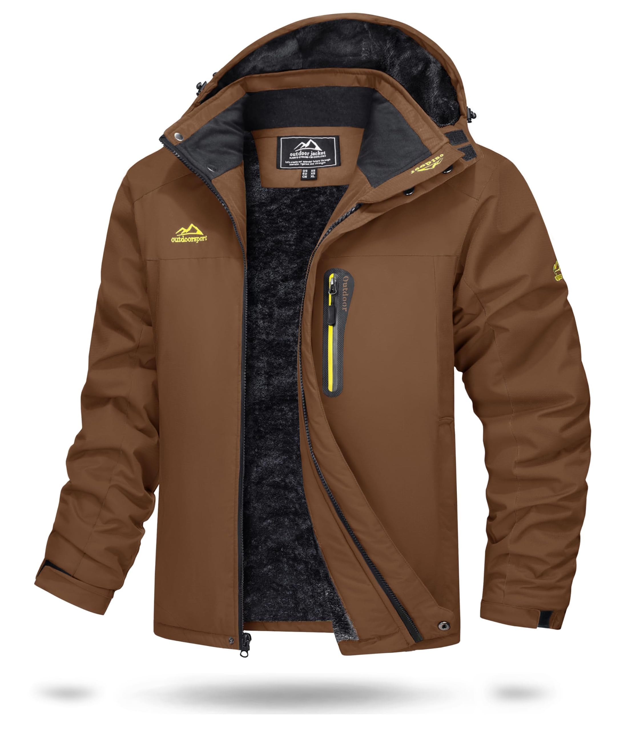 TACVASEN Herren Warme Skijacke Gefütterte Winterjacke Wasserabweisende Funktionsjacke mit Abnehmbarer Kapuzen