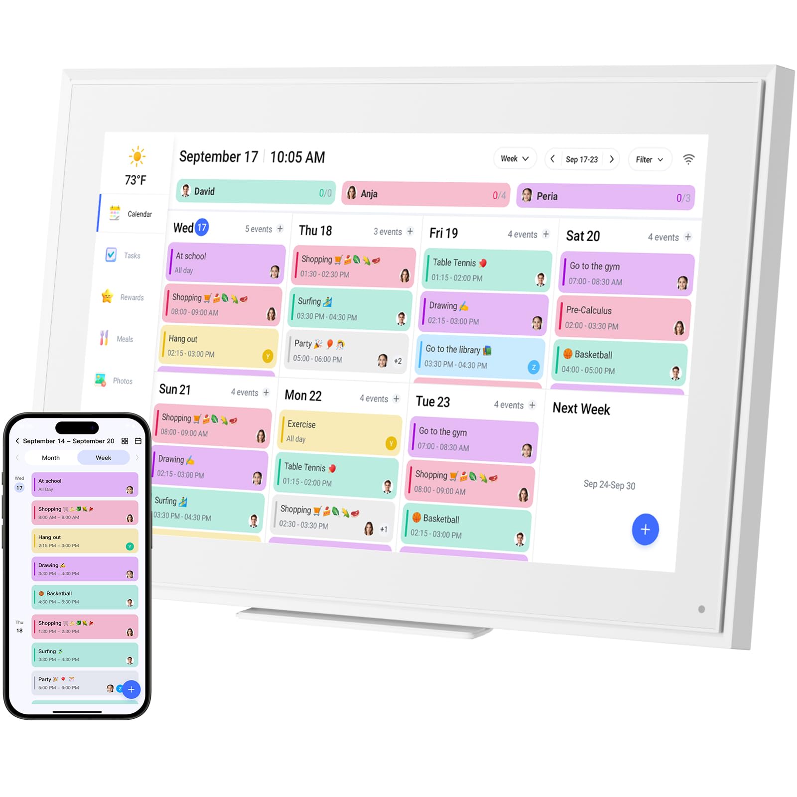 15 6-inch Wall Digital Calendar Smart WiFi Calendar Chore Chart Full HD Touchscreen Interactive Display for Family Schedules-Wall