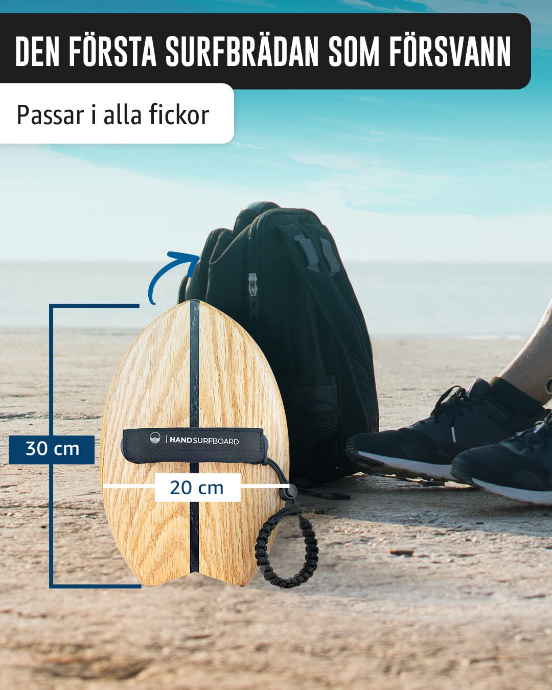 Woodsandwaves Handboard/Handplane - The first hand surfboard to go |  Innovative Body Surfing Hand Board made of impact-resistant hardwood (incl.  bag) | Hand Surfing Trend from Australia for beginners : Amazon.se: Sports