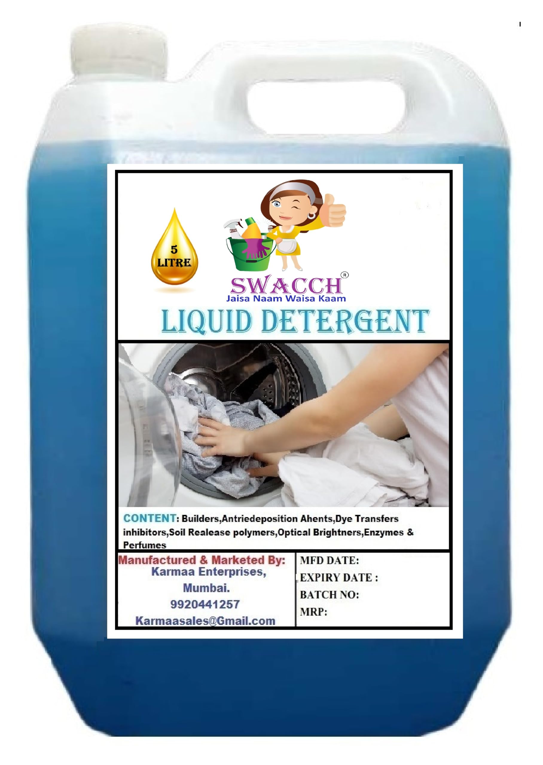 Liquid Detergent 5 Litre Jasmine I Eco-Friendly I Liquid Detergent For all Types of Clothes I Suitable for all types of washing machine I Long Lasting Fragrance