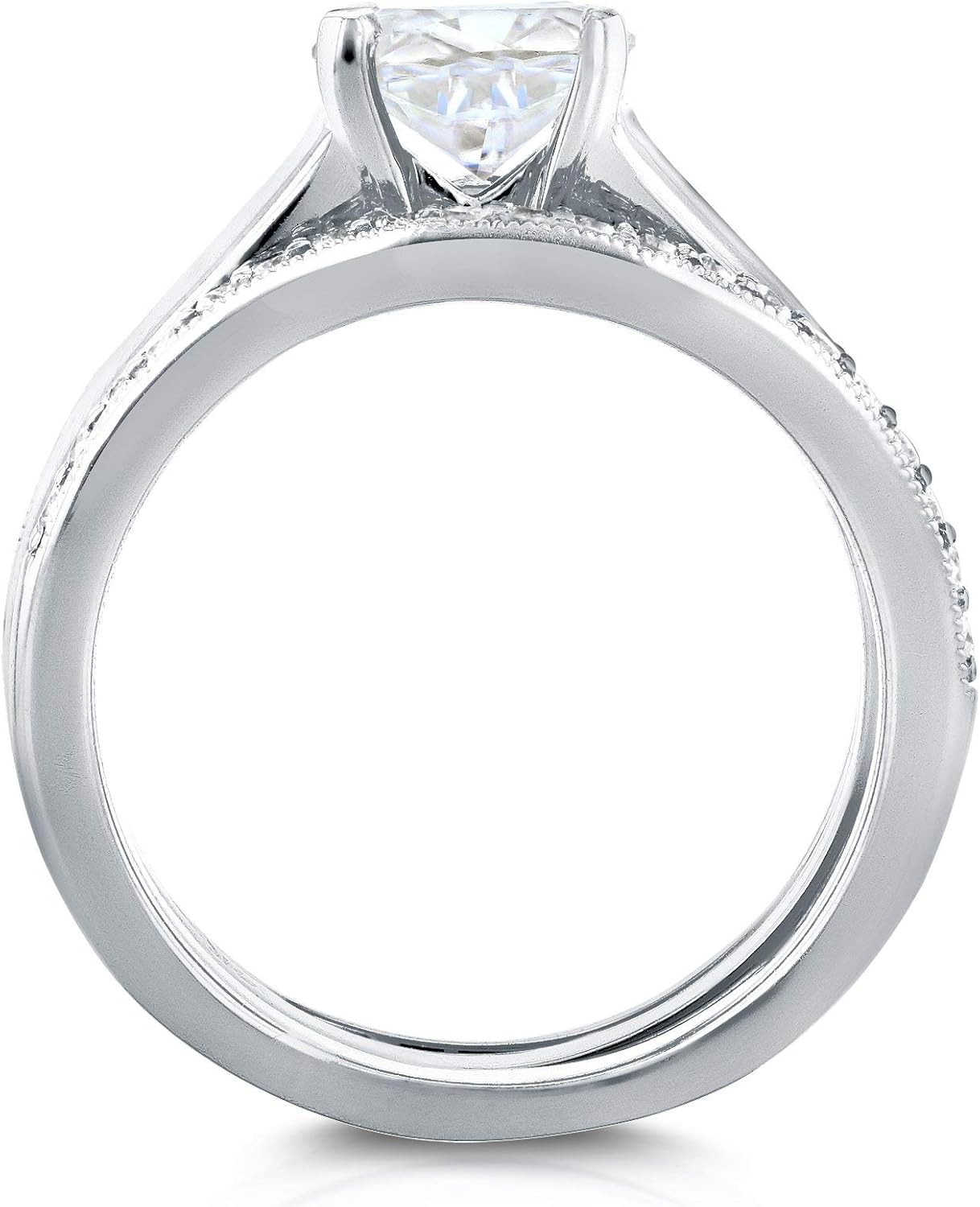 Kobelli Cushion Moissanite Solitaire Band Bridal Set 1 1/4 CTW in 14k White Gold