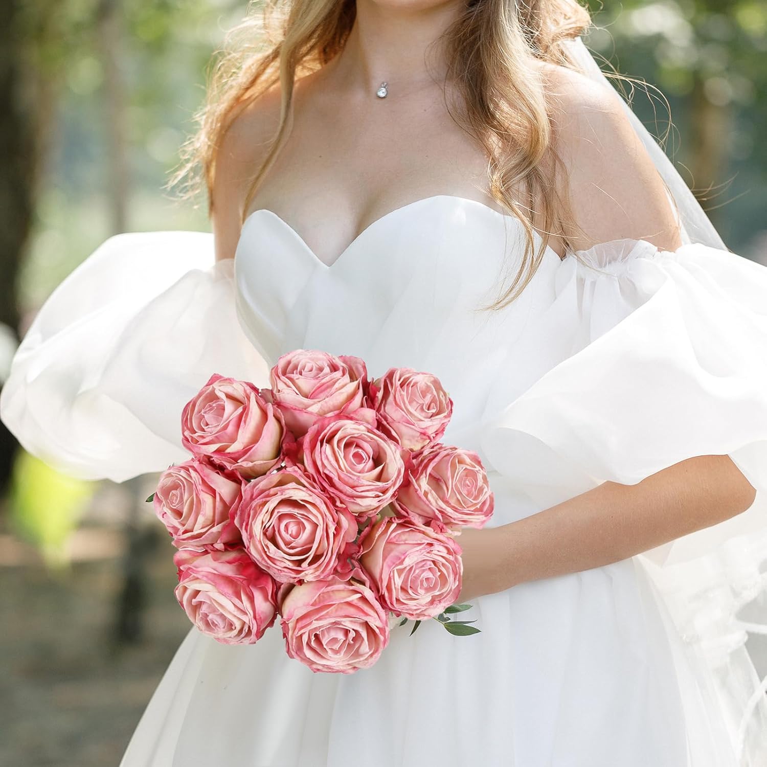 10PCS Hot Pink Roses Artificial Flowers Realistic Fake Flowers Silk Roses with Long Stems for DIY Wedding Bouquet Table Centerpiece Home Party Decor(Hot Pink) - Image 4