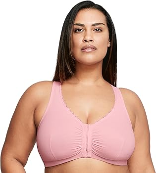 Glamorise Full Figure Plus Size Front-Closure Cotton T-Back