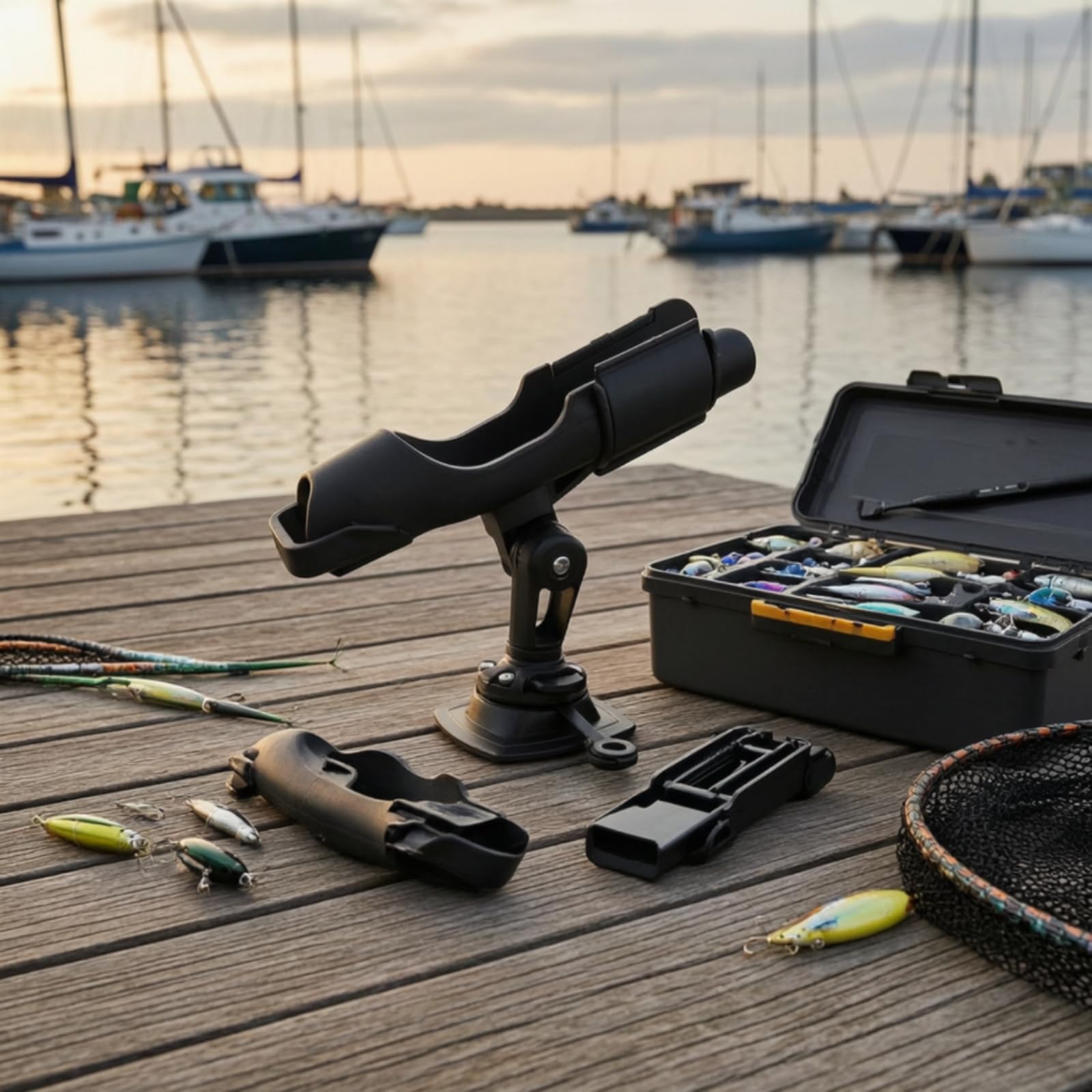 Portacanna da Pesca Supporto Regolabile Portacanne per Kayak Base Rotante Staffa Orientabile Accessorio per Plastica Dura Piastra Piana con Viti