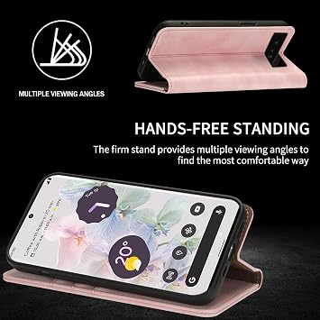 Google Pixel 6 Pro ウォレットケース RFIDブロッキング カードスロットスタンド付き 強力な磁気フリップフォールドレザー保護ケース Google Pixel 6 Proケースウォレット6.7インチ-ピンク