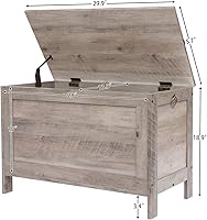 Vista 6 de HOOBRO Caja de juguetes, baúl de almacenamiento de aspecto de madera retro con bisagra de seguridad, banco de almacenamiento de entrada soporta 220