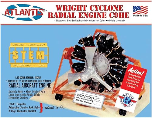 ATLANTIS TOY & HOBBY - Kit de modelos de plástico ENG, Wright Cyclone 9 Radial Engine STEM
