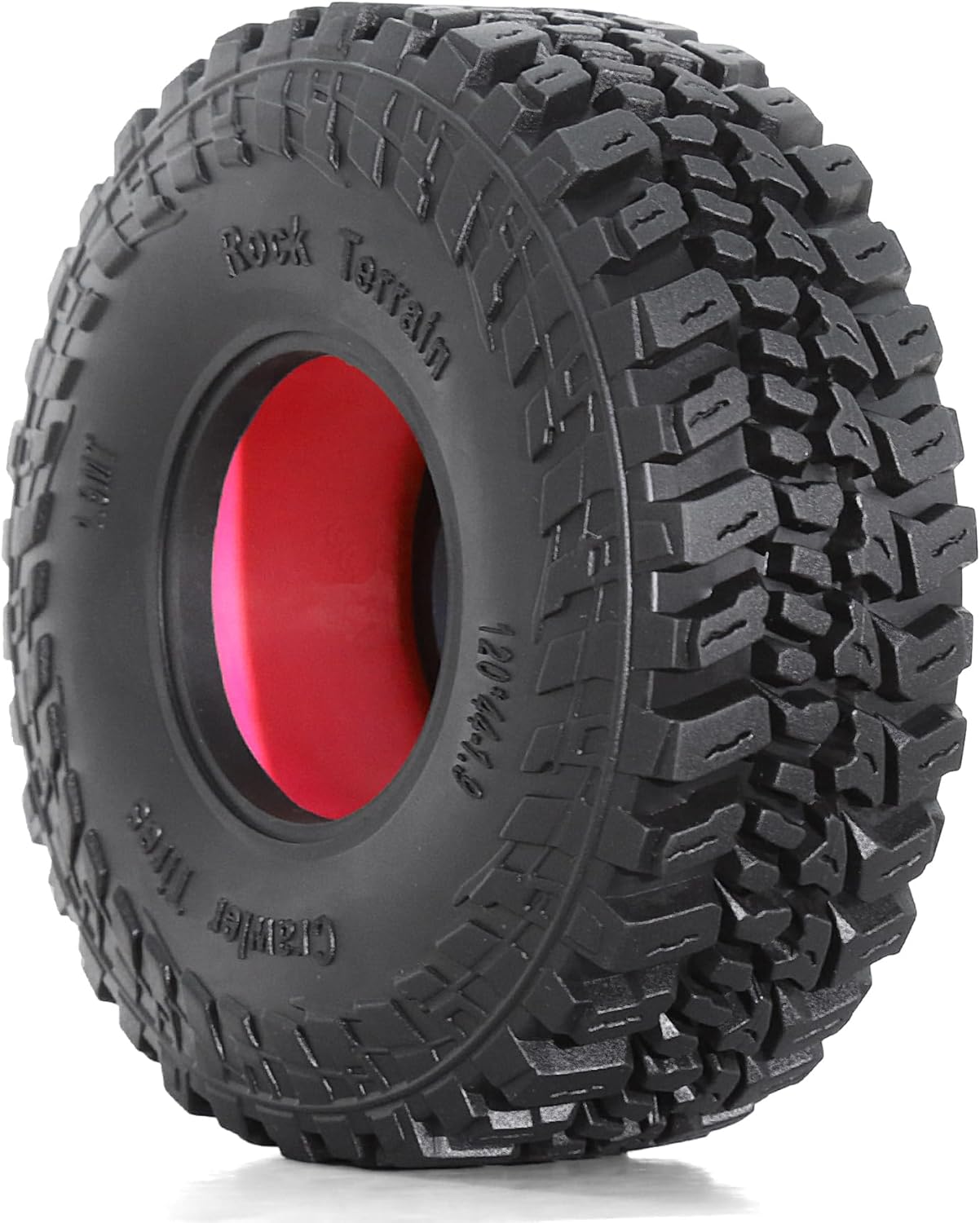 120mm 1.9” RC Crawler Tires 1/10 Fits most 1/10 RC Crawler cars such as SCX10 III TRX4 90046 R197 (Silicone Sponge red)