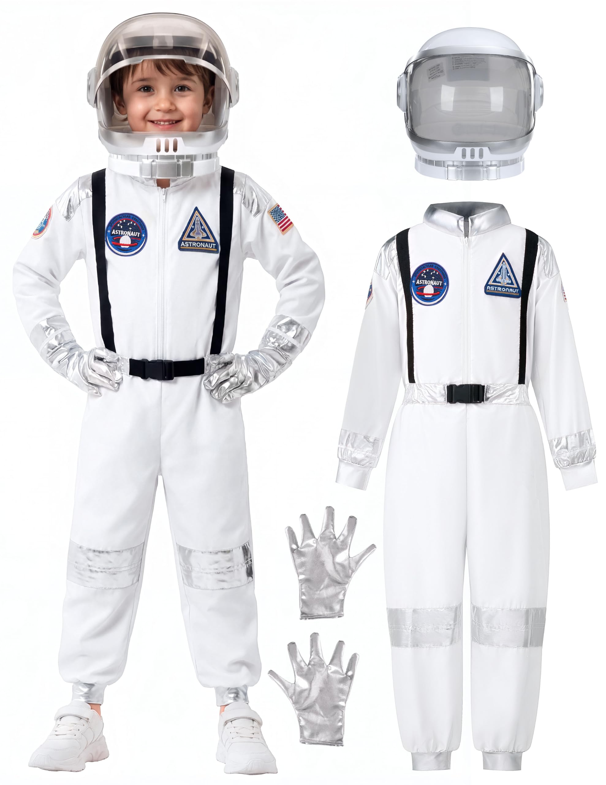 Spooktacular Creations Rosa Astronautenkostüm für Mädchen: Raumanzug mit Helm und Handschuhen. Kleinkind-Astronauten-Overall für Halloween und Cosplay.(Klein (5-7 Jahre))