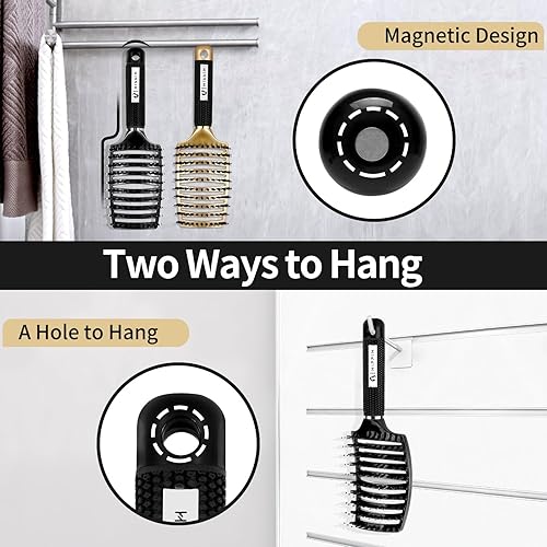 Miniatura 5 de Cepillo desenredante para el cabello, paquete de 2 cepillos desenredantes HIPPIH para cabello rizado, cepillos de cabello para mujeres, secado por