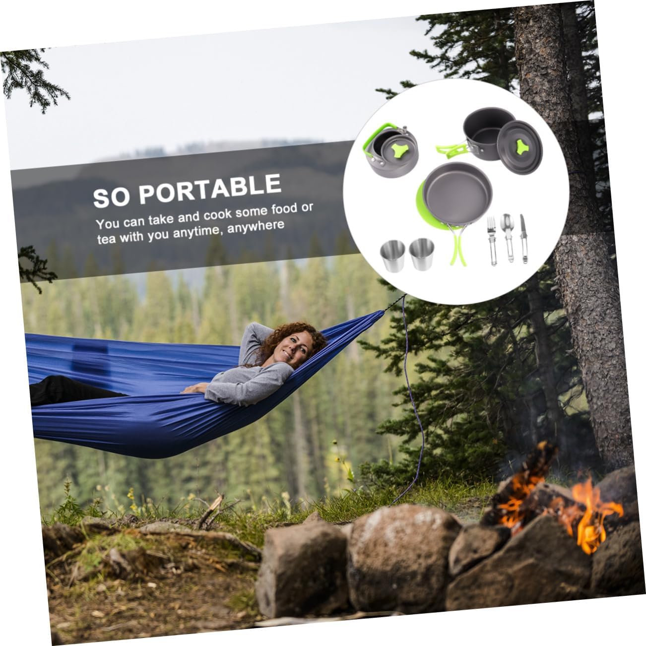 Essential Camping Dish Set 12-Piece Portable Cooking Utensils for Hiking Outdoor Adventures