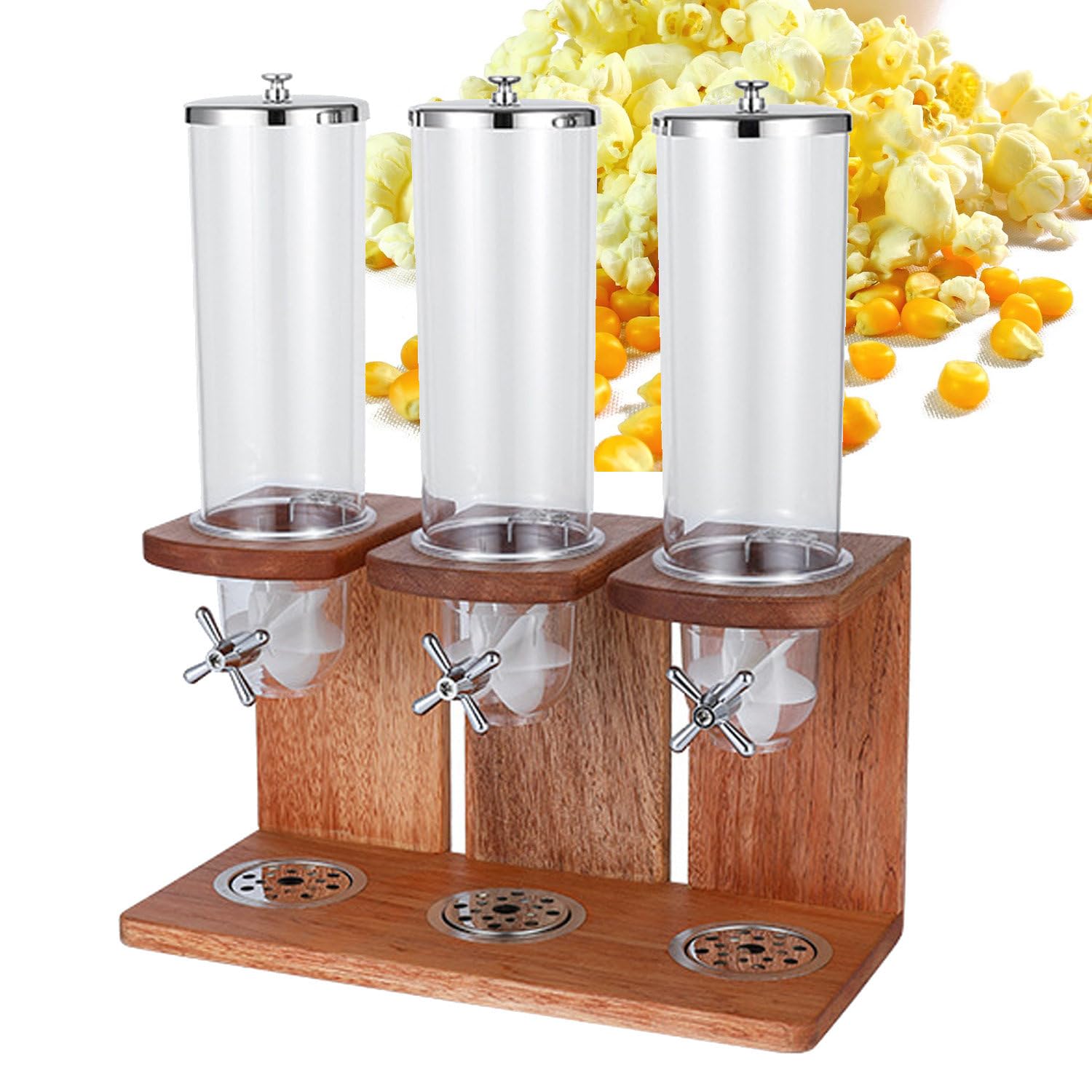 Dispensador triple de alimentos para desayunos familiares ordenados y bufés de hotel modernos