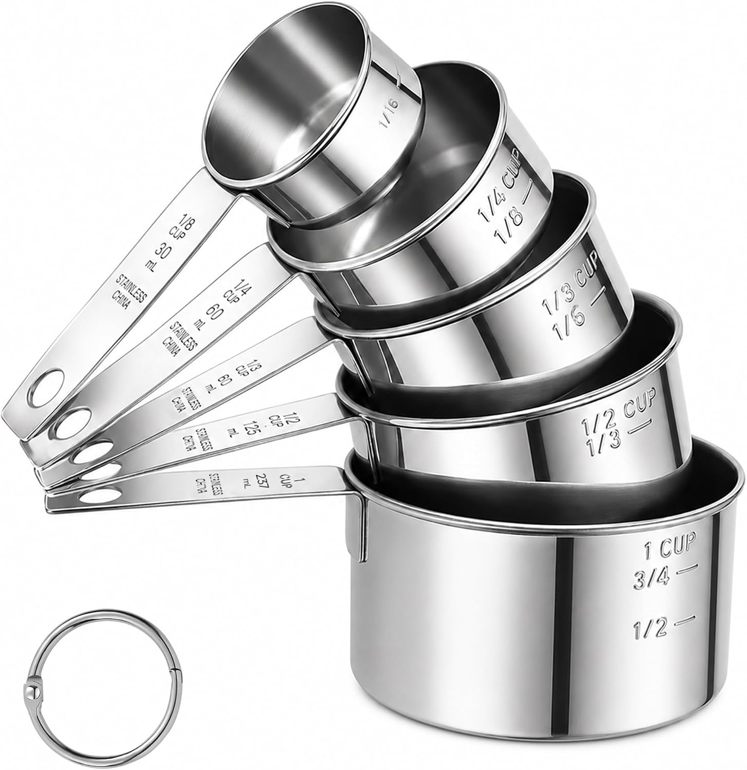 5-Piece Stainless Steel Measuring Cups Set, Stackable