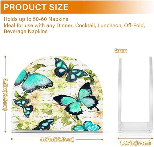 Miniatura 3 de Servilletero de flores y mariposas para mesa, dispensador independiente de pañuelos, dispensador de servilletas acrílicas para encimera del hogar,
