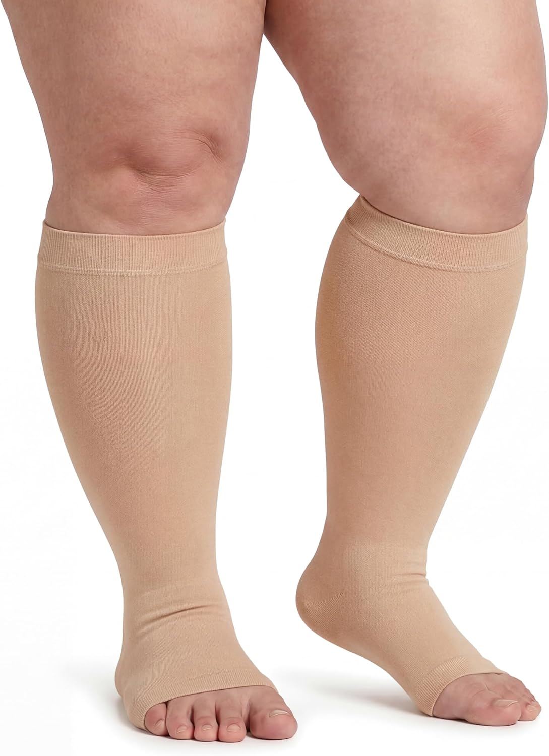 Extra Wide Calf Compression Stockings for Men Women, Up to 6X-Large, 20-30 mmHg Compression Socks Open Toe, Support for DVT, Varicose Veins, Edema, Shin Splints Relief - Nurses, Pregnancy, Travel