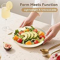 Vista 5 de Juego de 8 Platos Hondos para Cena, Plato de Paja de Trigo de 9 Pulgadas, Plato de Plástico Ligero e Irrompible Reutilizable, Apto para Microondas