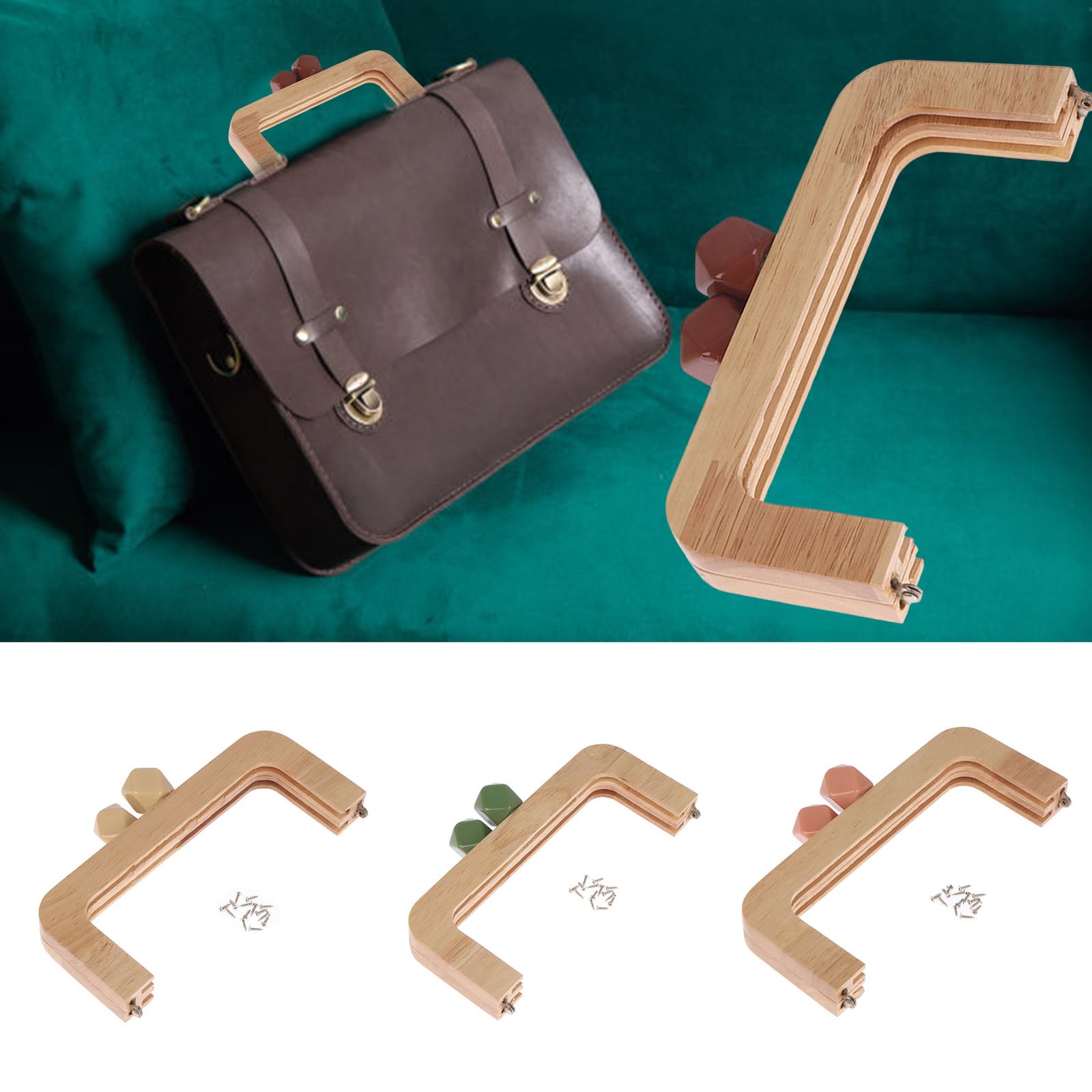 Cornice in legno per borsa, con chiusura a bacio, per borse e portafogli fai da te