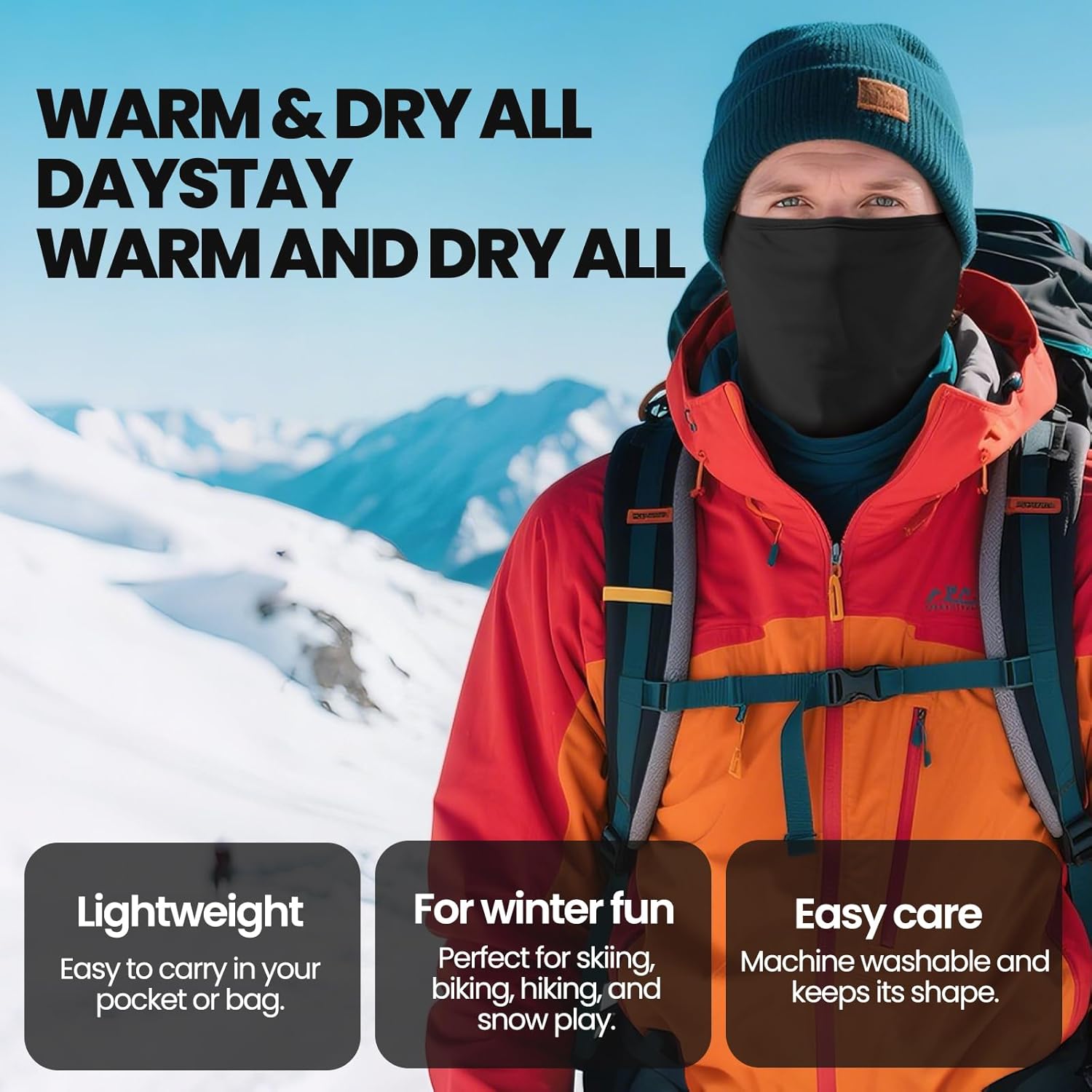 Neck Gaiter Windproof Winter Ski Mask Face Scarf for Men Women Fleece Lining for Skiing Hiking Running Motorcycling - Image 6