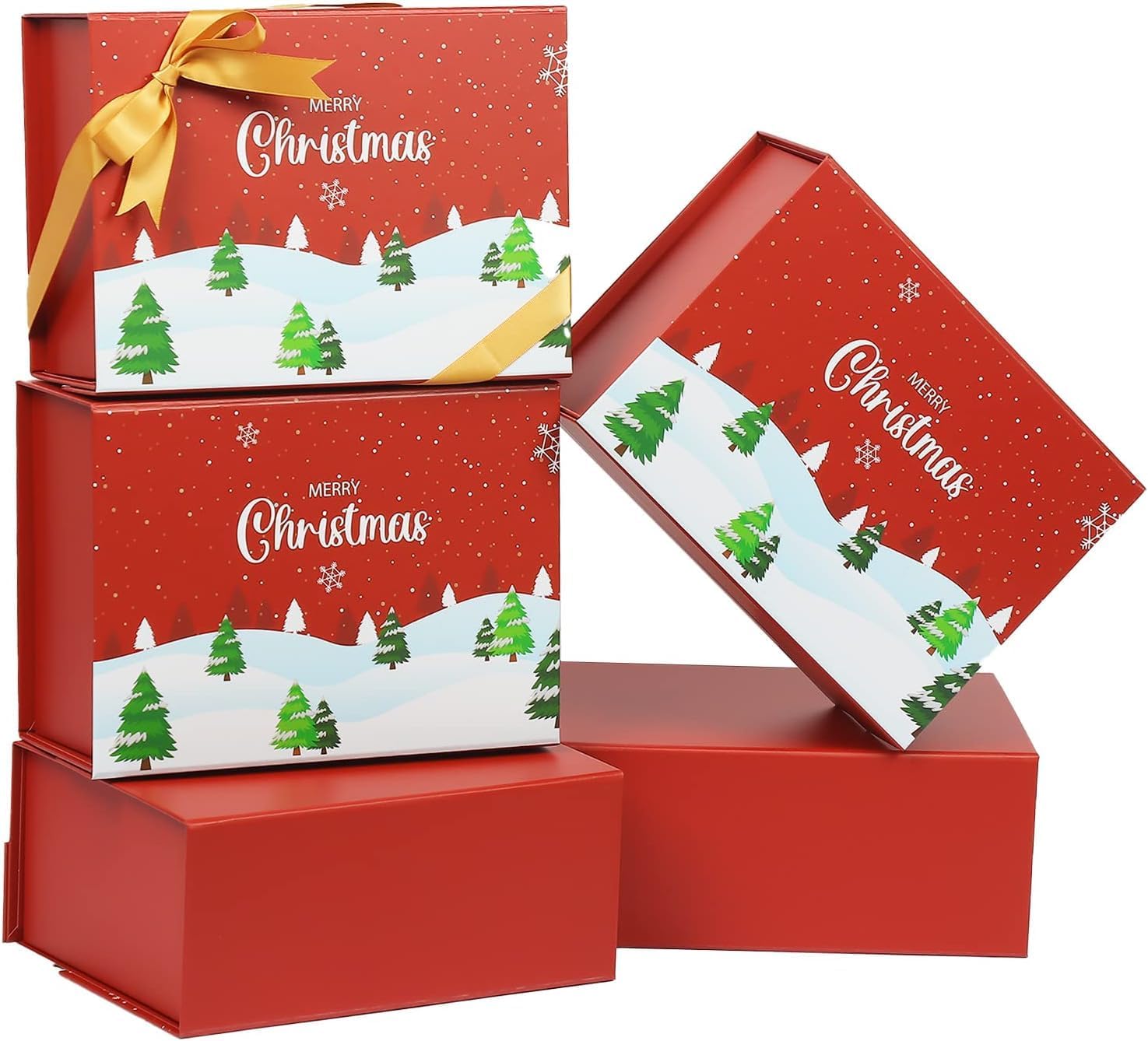 NOVELTYBOXUSA Black Gift Boxes With Ribbon, Folding Gift Box With