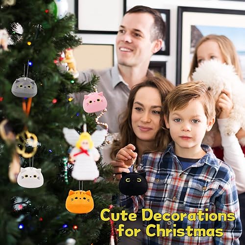 Miniatura 6 de Gato negro de peluche de gato gris blanco amarillo y rosa 5 piezas de 2 pulgadas mini animales de peluche Kawaii para decoración del hogar regalos