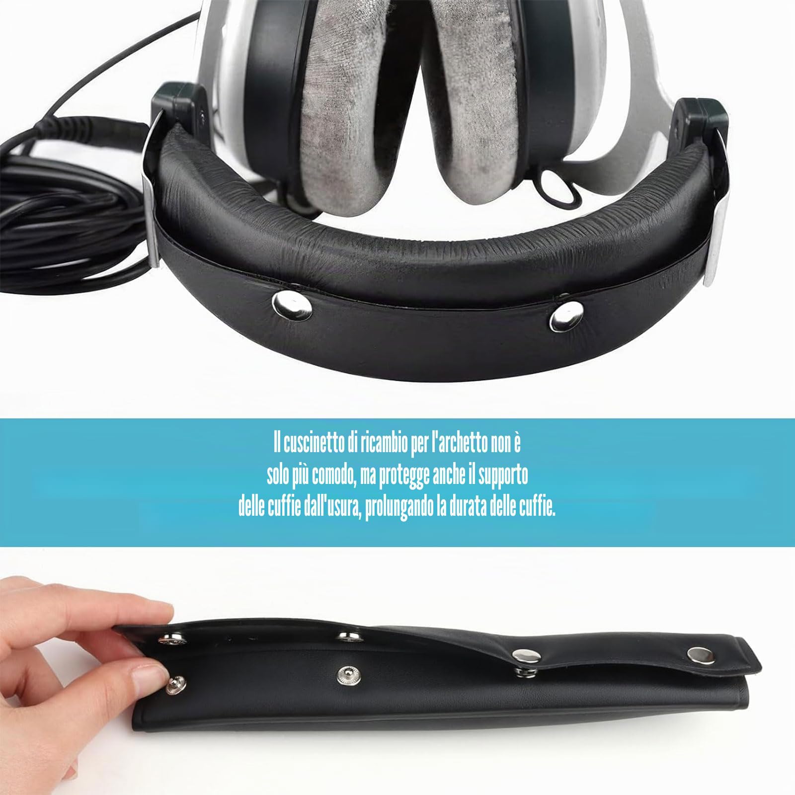 Cuscinetto Per Fascia Cuffie Beyerdynamic DT660/770/880/990 – 21.8x3.5 Cm, In Schiuma E Pelle Proteica (Nero)