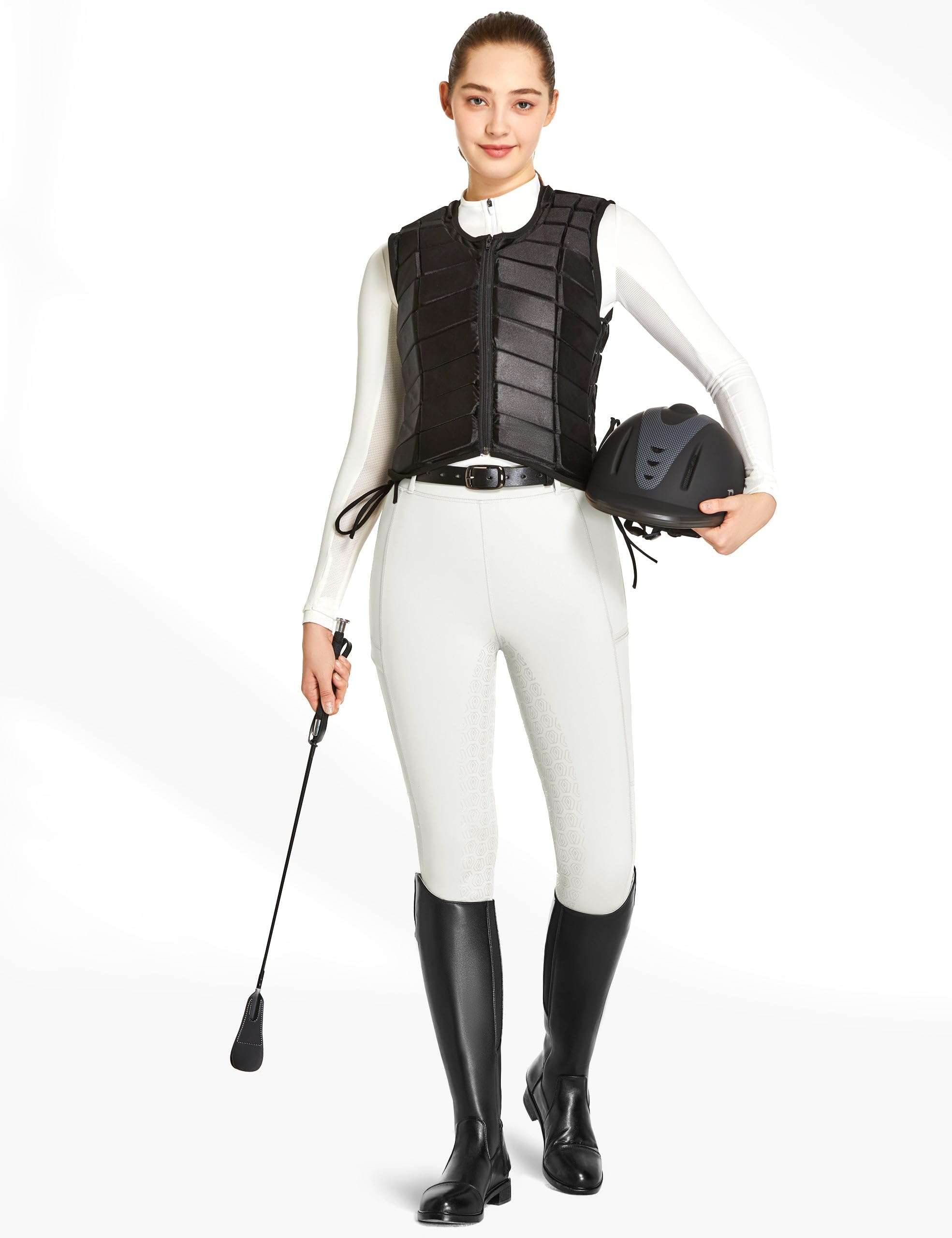FitsT4 Sports Leggings de equitación para mujer, de silicona, con funda para teléfono móvil y trabillas para cinturón, para equitación