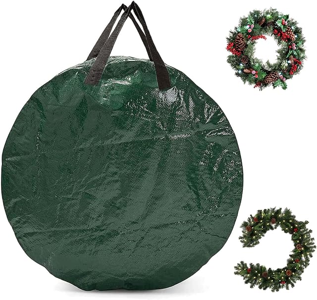 RICHIE Wreath Storage Bag Christmas Tree Bag Storage Large with Handles, Christmas Storage Bags Xmas Wreath Easy to Store Christmas Tree Bag Green 76x18cm