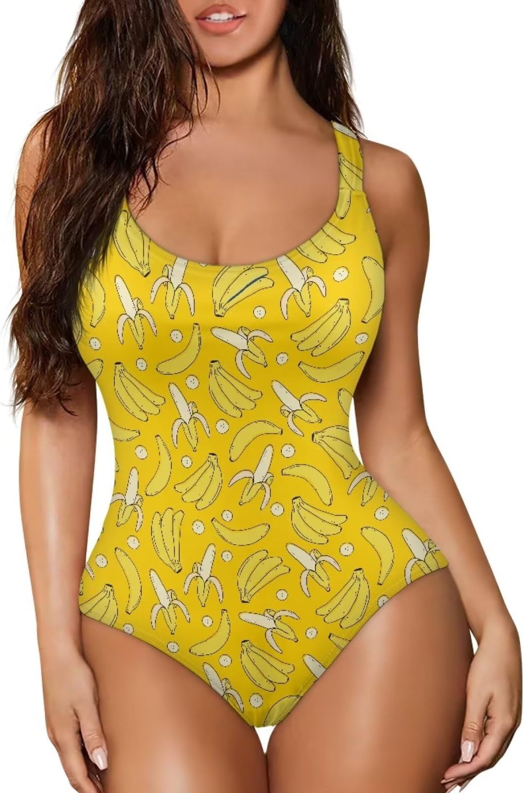 Women's Athletic One Piece Swimsuit Round Neck Tummy Control Bathing Suit Holiday Swimwear Plus Size Swimsuit 2XL