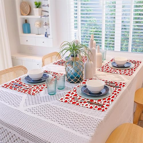 Miniatura 7 de Love Heart - Juego de 6 manteles individuales de tela de 12 x 18 pulgadas, manteles individuales cuadrados para mesa de cocina, resistentes al