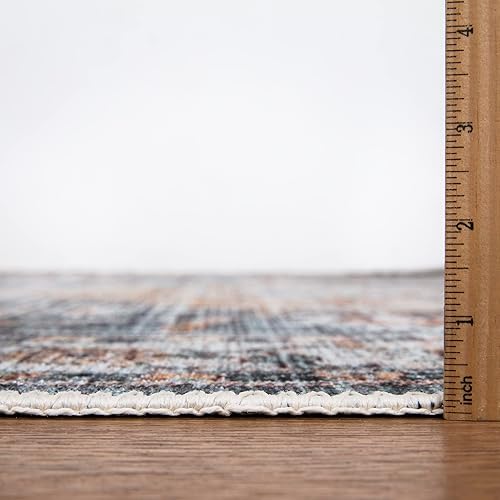 Miniatura 7 de Bloom Rugs Alfombra lavable antideslizante de 8 x 10 pies, alfombra tradicional persa verde azuladomelocotón para sala de estar, dormitorio, comedor