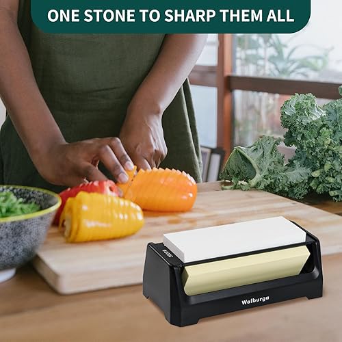 Miniatura 6 de Kit de piedra de afilar cuchillos de grano de 3 lados 40010003000 piedra de afilar japonesa gruesa mediana y fina, afilador de cuchillos con guía de