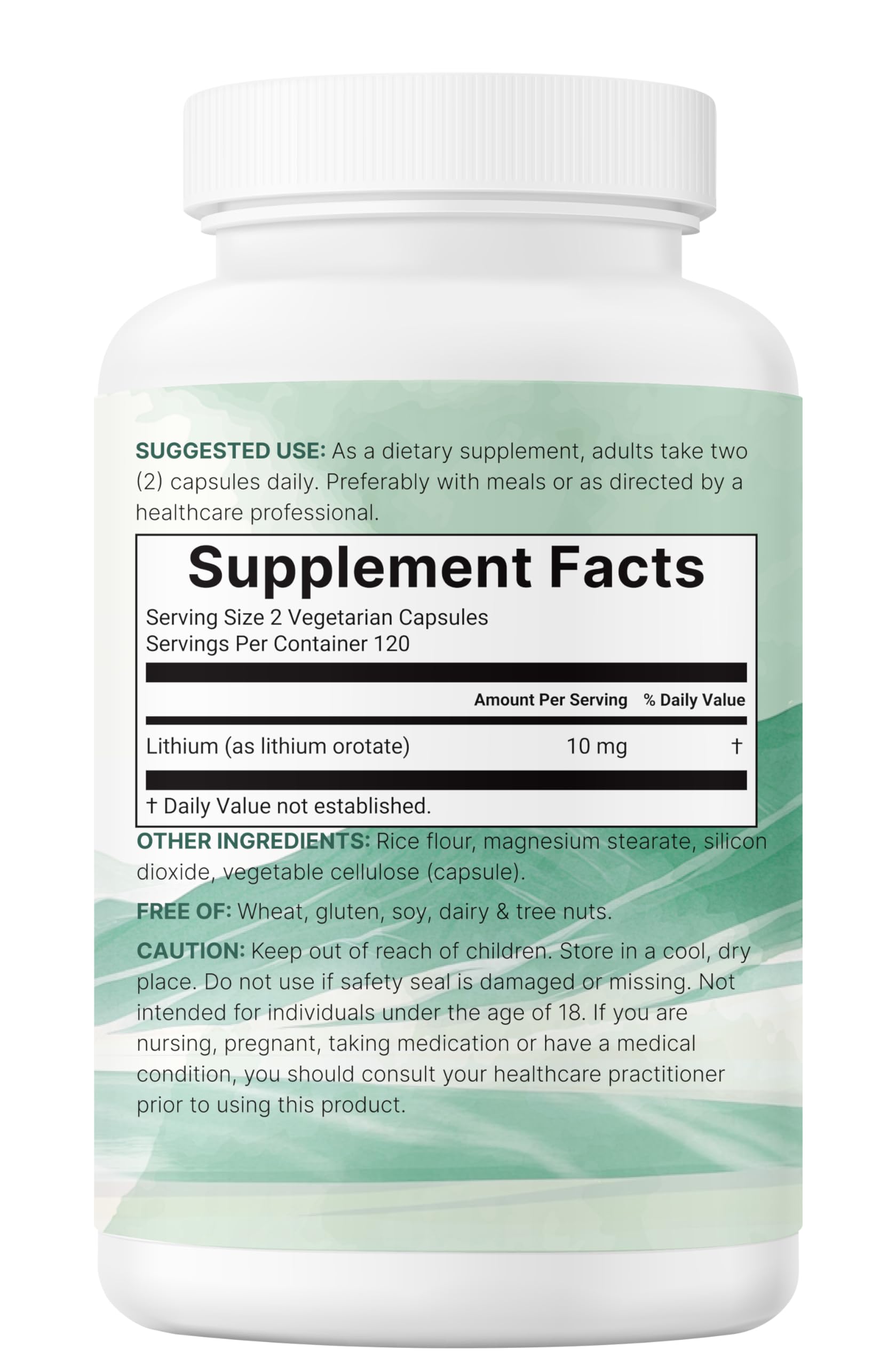 Lithium Orotate 10mg, 240 Veggie Capsules | 5mg Per Capsules | High Bioavailability Trace Mineral | Healthy Aging, Brain Supplement, & Mood Support | Non-GMO, Gluten Free — Amazon image 6