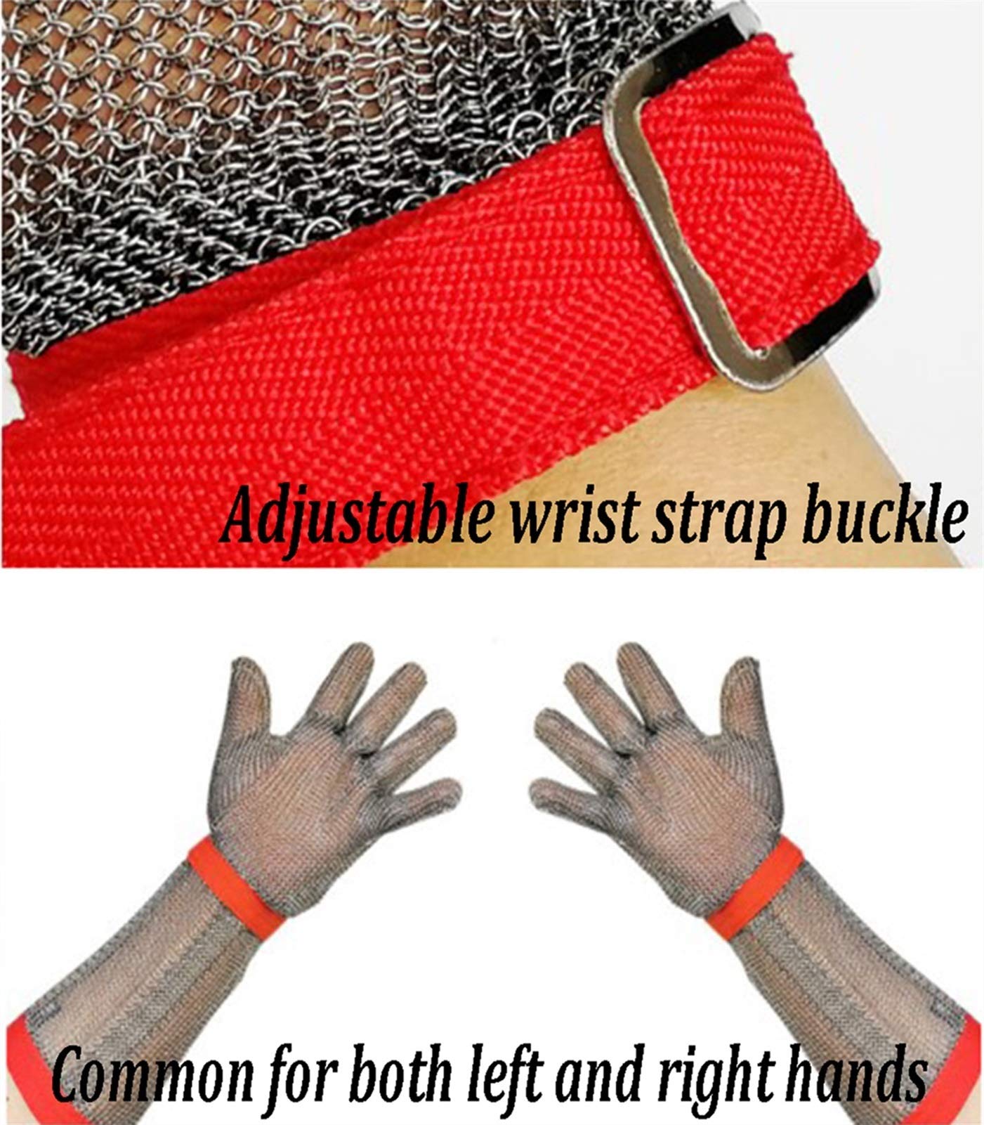 304 Guantes De Acero Anti-Corte, Cocción Al Aire Libre Y Guantes De Trabajo De Seguridad De Cocina, Brazos Extendidos, para Manos Izquierdo Y Derecho (Size : Small)