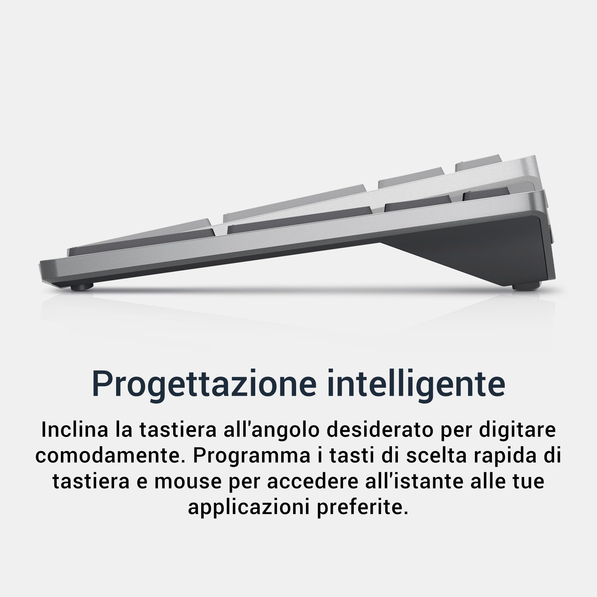 Dell KB740 Tastiera Compatta Senza Fili Multi-Device – QWERTY, Bluetooth 5.0 e RF 2.4 GHz, Tasti Programmabili, Crittografia AES-128, Batteria 36 Mesi, Windows, Mac, Linux, ChromeOS e Android, Gray