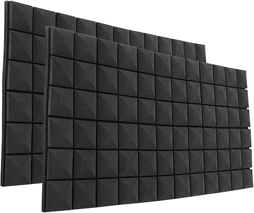 Miniatura 1 de Paquete de 2 paneles de espuma a prueba de sonido para paredes, panel de espuma acústica de hongo de 48 x 24 x 2 pulgadas, espuma insonorizada
