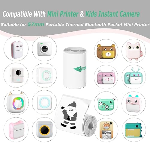 Miniatura 2 de 10 rollos de papel adhesivo para impresora térmica, mini papel adhesivo para impresora de 2.244 x 0.984 in, mini papel adhesivo para impresora de