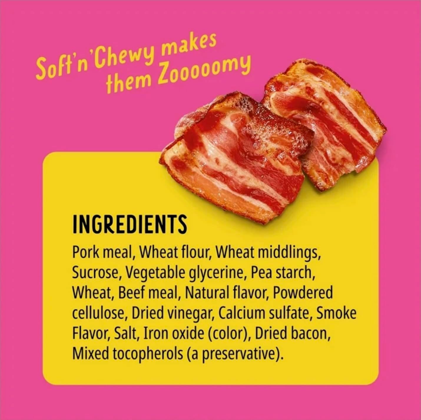 Bonkers Zoomers Smoky Bacon Flavor, Soft and Chewy Treats for Dogs, 22 oz Bag with Bone Waste Bag Dispenser and Free Roll