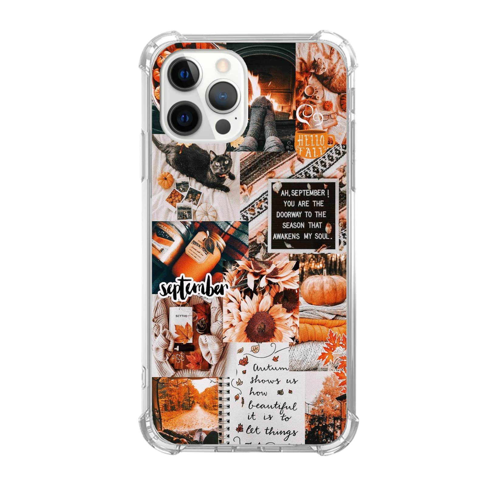 Ästhetische Herbst-Collage Hülle Für IPhone 15 Pro Max – Weiche TPU-Hülle Mit Kürbis-Design